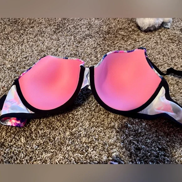 Pink Victoria’s Secret PINK Bra Bundle flower cheetah blue purple 36DD Underwire - Picture 4 of 16